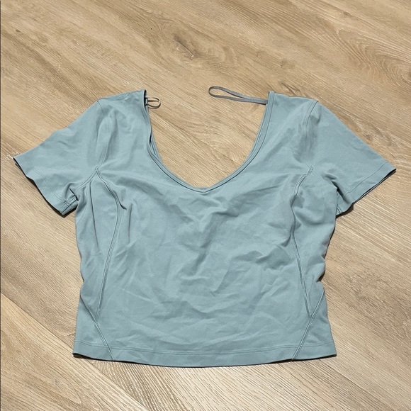 Women's Light Blue V-Neck Top - Picture 2 of 5